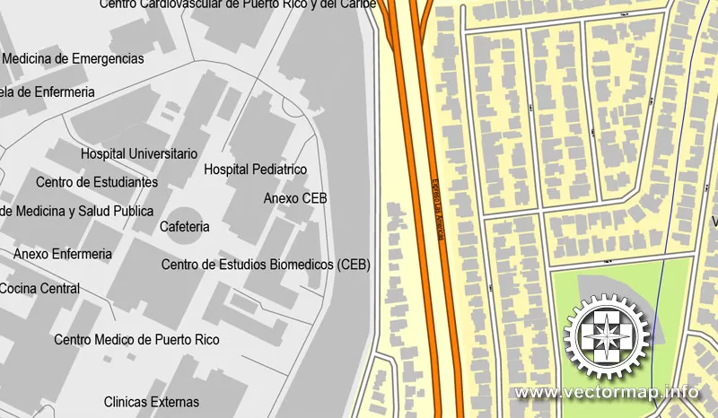 Map vector San Juan, Puerto Rico, US, printable vector street City Plan map, full editable, Adobe Illustrator, full vector Map for design, print, arts, projects, presentations, for architects, designers and builders