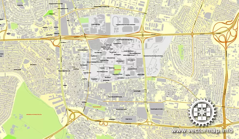 Map vector San Juan, Puerto Rico, US, printable vector street City Plan map, full editable, Adobe Illustrator, full vector Map for design, print, arts, projects, presentations, for architects, designers and builders