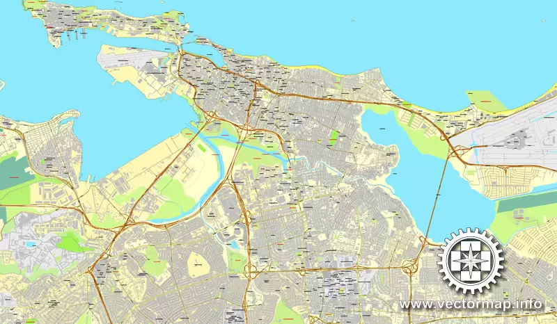 Map vector San Juan, Puerto Rico, US, printable vector street City Plan map, full editable, Adobe Illustrator, full vector Map for design, print, arts, projects, presentations, for architects, designers and builders