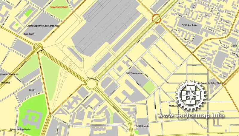 Map vector Sevilla, Spain, printable vector street City Plan map, full editable, Adobe illustrator, full vector Map for design, print, arts, projects, presentations, for architects, designers and builders
