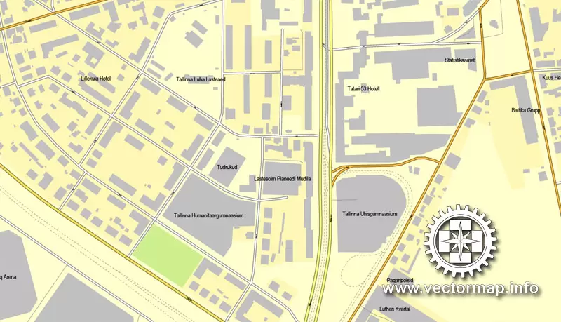 Tallinn, Estonia, printable vector street map, City Plan, full editable, Adobe Illustrator, Royalty free, full vector, scalable, editable, text format street names,