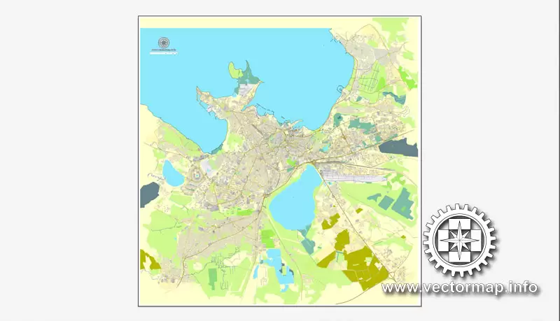 Tallinn, Estonia, printable vector street map, City Plan, full editable, Adobe Illustrator, Royalty free, full vector, scalable, editable, text format street names,