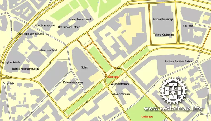 Tallinn, Estonia, printable vector street map, City Plan, full editable, Adobe Illustrator, Royalty free, full vector, scalable, editable, text format street names,