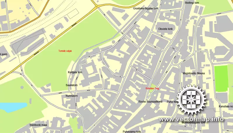 Tallinn, Estonia, printable vector street map, City Plan, full editable, Adobe Illustrator, Royalty free, full vector, scalable, editable, text format street names,