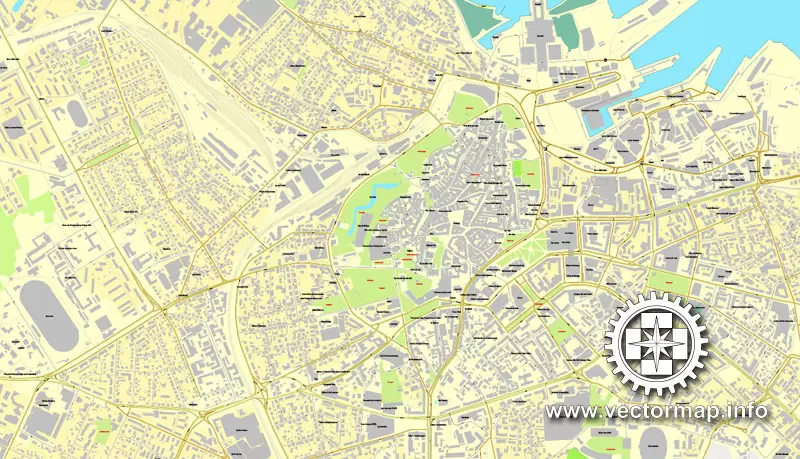 Tallinn, Estonia, printable vector street map, City Plan, full editable, Adobe Illustrator, Royalty free, full vector, scalable, editable, text format street names,