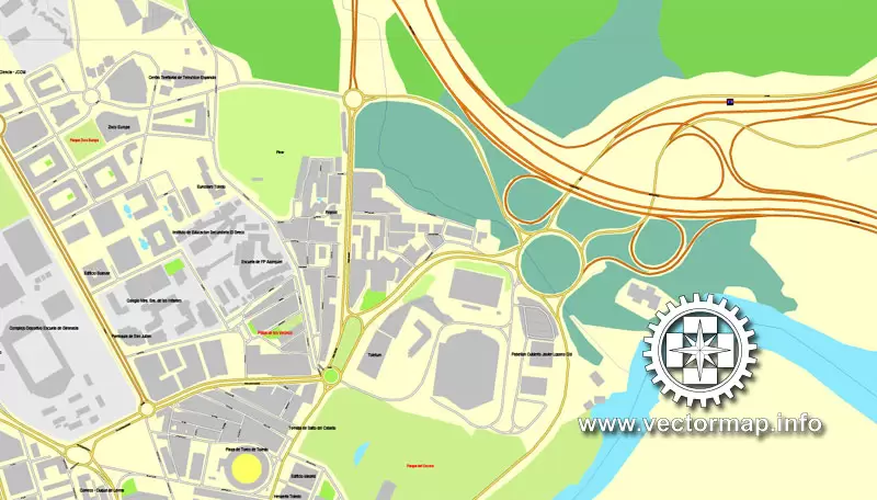Map vector Toledo, Spain, printable vector street City Plan map, full editable, Adobe illustrator Map for design, print, arts, projects, presentations, for architects, designers and builders