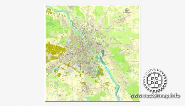 Map vector Warsaw, Poland, printable vector street City Plan map, full editable, Adobe illustrator Map for design, print, arts, projects, presentations, for architects, designers and builders