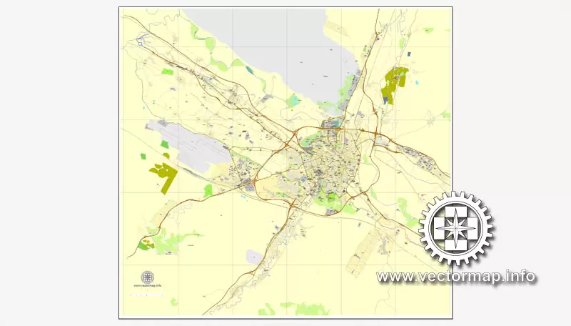 Map vector Zaragoza, Spain, printable vector street City Plan map, full editable, Adobe illustratorr Map for design, print, arts, projects, presentations, for architects, designers and builders