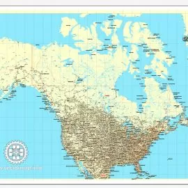Map vector USA + Canada, printable vector Counrty Road map, GPS correct Mercator Projection, full editable, Adobe illustrator Map for design, print, arts, projects, presentations, for architects, designers and builders