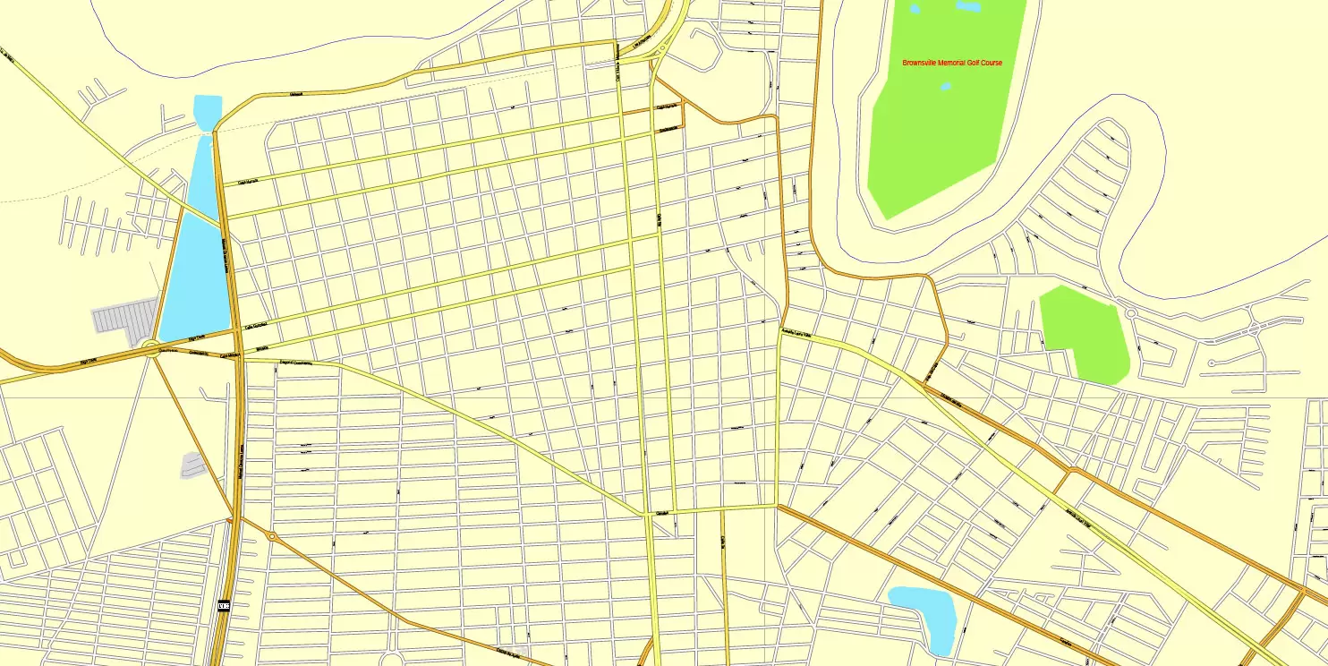 PDF map Brownsville, Texas, US, Matamoros, Mexico, printable vector street City Plan map, full editable, Adobe PDF, full vector, scalable, editable, text format street names, 7 mb ZIP