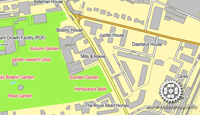 Vector map Cambridge, England, UK Great Britain, printable vector street map V.2 separated layers, full editable, Adobe Illustrator