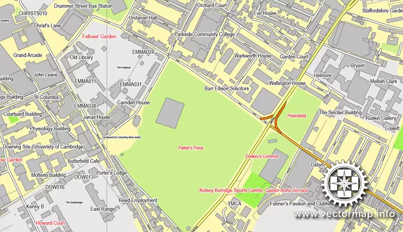Vector map Cambridge, England, UK Great Britain, printable vector street map V.2 separated layers, full editable, Adobe Illustrator