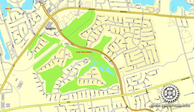 Houston, Texas, US printable vector street City Plan map 6 parts, full editable, Adobe Illustrator