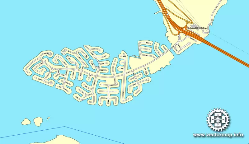 Houston, Texas, US printable vector street City Plan map 6 parts, full editable, Adobe Illustrator
