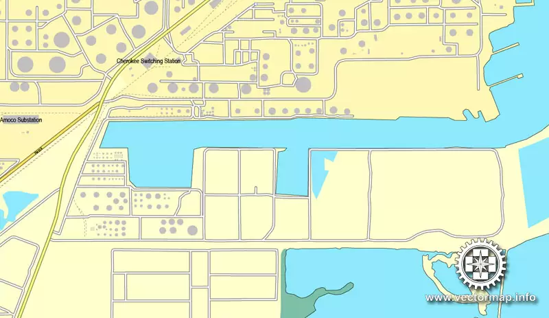 Houston, Texas, US printable vector street City Plan map 6 parts, full editable, Adobe Illustrator