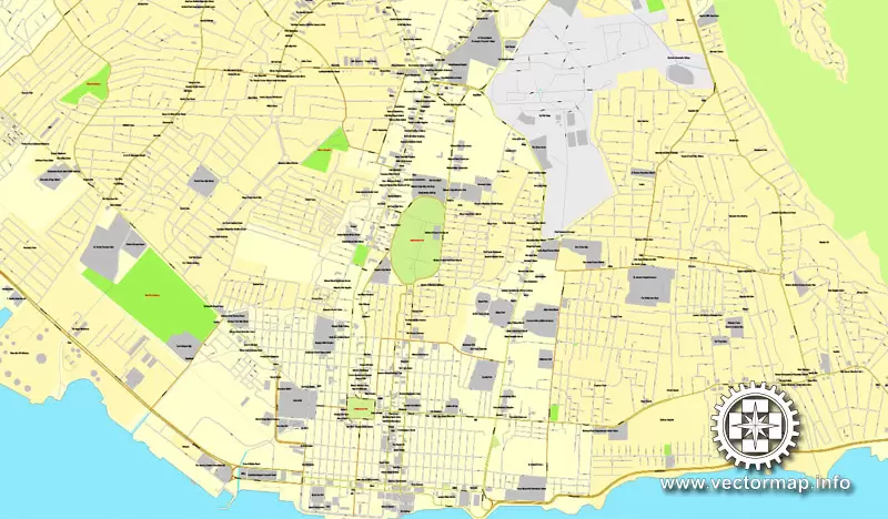 Kingston, Jamaica, printable vector street City Plan map, full editable, Adobe Illustrator, full vector, scalable, editable
