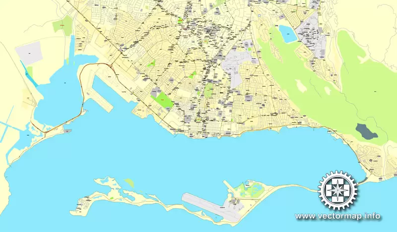 Kingston, Jamaica, printable vector street City Plan map, full editable, Adobe Illustrator, full vector, scalable, editable