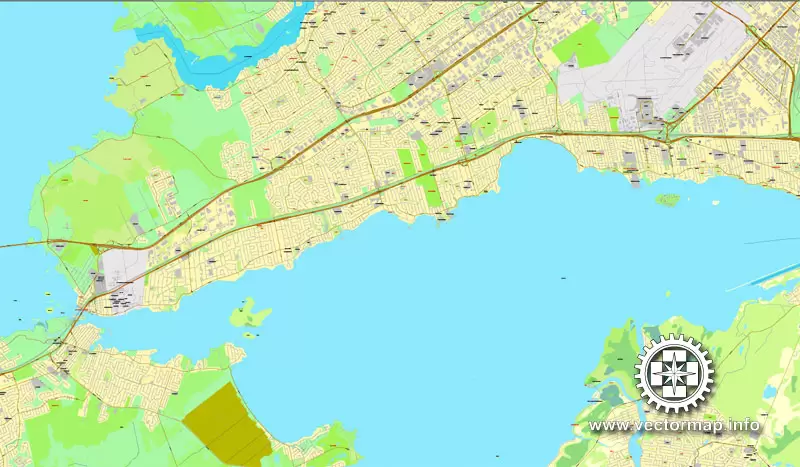 Vector map Montreal, Canada, printable vector street City Plan map, full editable, Adobe Illustrator 4 parts map, full vector, scalable, editable text format street names