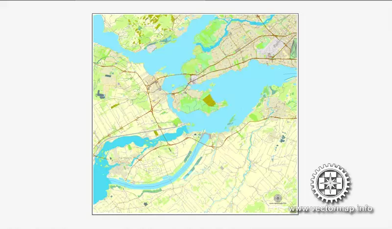 Vector map Montreal, Canada, printable vector street City Plan map, full editable, Adobe Illustrator 4 parts map, full vector, scalable, editable text format street names