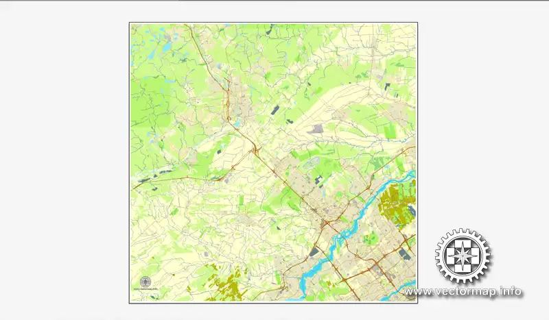 Vector map Montreal, Canada, printable vector street City Plan map, full editable, Adobe Illustrator 4 parts map, full vector, scalable, editable text format street names