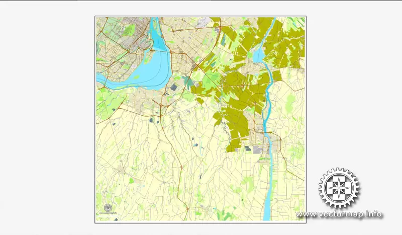 Vector map Montreal, Canada, printable vector street City Plan map, full editable, Adobe Illustrator 4 parts map, full vector, scalable, editable text format street names