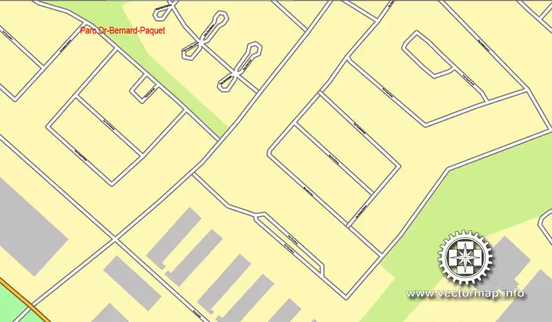 Vector map Montreal, Canada, printable vector street City Plan map, full editable, Adobe Illustrator 4 parts map, full vector, scalable, editable text format street names