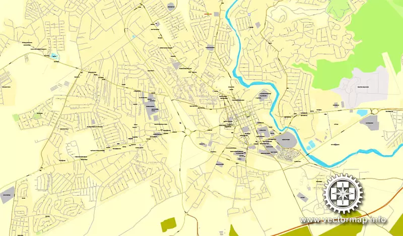 Vector map Spanish Town, Jamaica, printable vector street City Plan map, full editable, Adobe Illustrator, full vector, scalable, editable