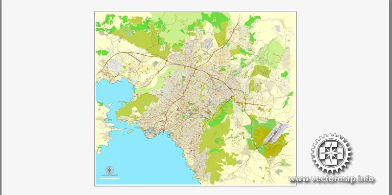 Vector map Athens, Greece, printable vector street City Plan map, full editable, Adobe Illustrator, full vector, scalable, editable, text format street names, 20,8 mb ZIP
