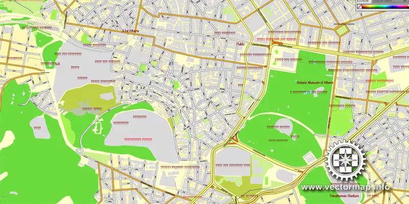 Vector map Athens, Greece, printable vector street City Plan map, full editable, Adobe Illustrator, full vector, scalable, editable, text format street names, 20,8 mb ZIP