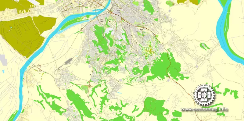Belgrade, Serbia, printable vector street City Plan map, full editable, Adobe PDF