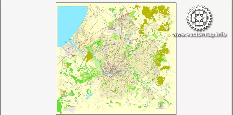 Vector map Bristol, England, printable vector street City Plan map, full editable, Adobe Illustrator, full vector, scalable, editable, text format street names, 11,5 mb ZIP