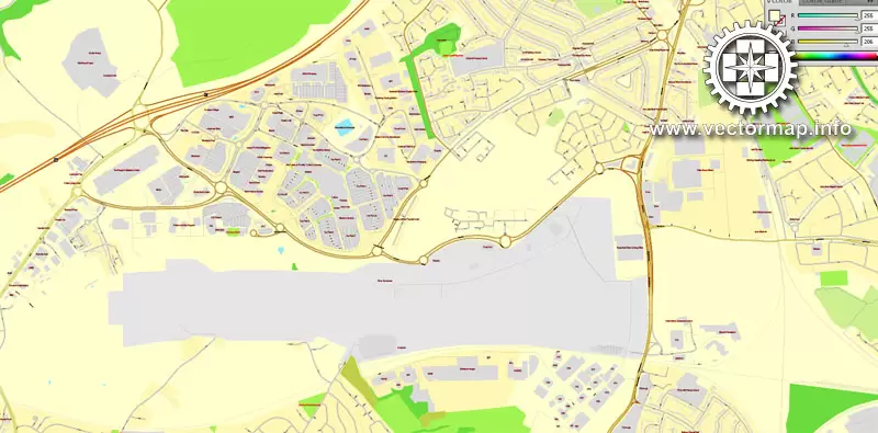Vector map Bristol, England, printable vector street City Plan map, full editable, Adobe Illustrator, full vector, scalable, editable, text format street names, 11,5 mb ZIP