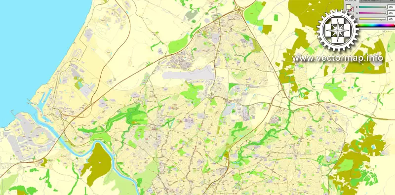 Vector map Bristol, England, printable vector street City Plan map, full editable, Adobe Illustrator, full vector, scalable, editable, text format street names, 11,5 mb ZIP