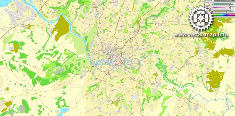 Vector map Bristol, England, printable vector street City Plan map, full editable, Adobe Illustrator, full vector, scalable, editable, text format street names, 11,5 mb ZIP