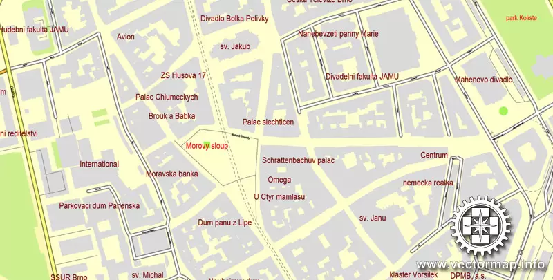 Vector map Brno, Czech Republic, printable vector street City Plan map, full editable, Adobe Illustrator, full vector, scalable, editable, text format street names, 12,7 mb ZIP