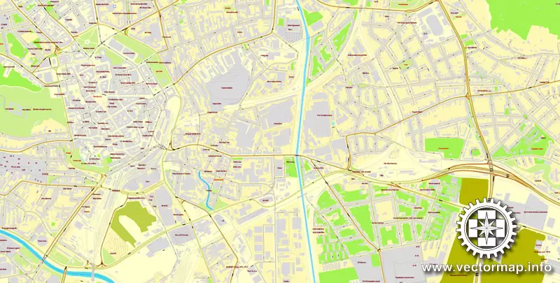Vector map Brno, Czech Republic, printable vector street City Plan map, full editable, Adobe Illustrator, full vector, scalable, editable, text format street names, 12,7 mb ZIP