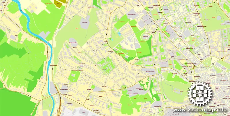 Vector map Brno, Czech Republic, printable vector street City Plan map, full editable, Adobe Illustrator, full vector, scalable, editable, text format street names, 12,7 mb ZIP