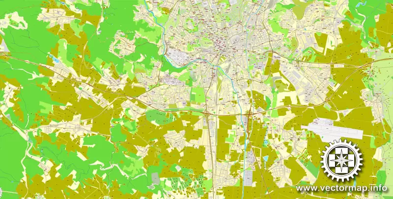 Brno, Czech Republic, printable vector street City Plan map, full editable, Adobe PDF