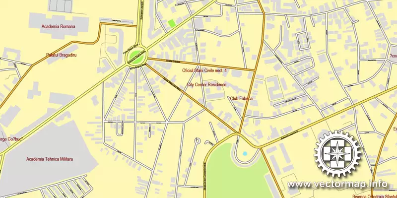 Vector map Bucharest, Romania, printable vector street City Plan map, full editable, Adobe Illustrator, full vector, scalable, editable, text format street names, 26,8 mb ZIP