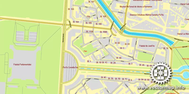 Vector map Bucharest, Romania, printable vector street City Plan map, full editable, Adobe Illustrator, full vector, scalable, editable, text format street names, 26,8 mb ZIP