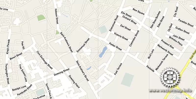 Vector map Cambridge, England, UK Great Britain, printable vector street map V.3 SIMPLE, full editable, Adobe Illustrator