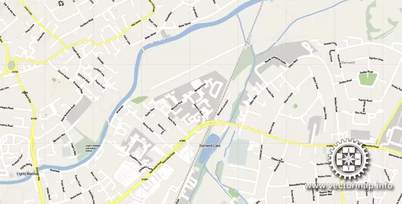 Vector map Cambridge, England, UK Great Britain, printable vector street map V.3 SIMPLE, full editable, Adobe Illustrator