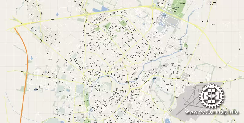 Vector map Cambridge, England, UK Great Britain, printable vector street map V.3 SIMPLE, full editable, Adobe Illustrator