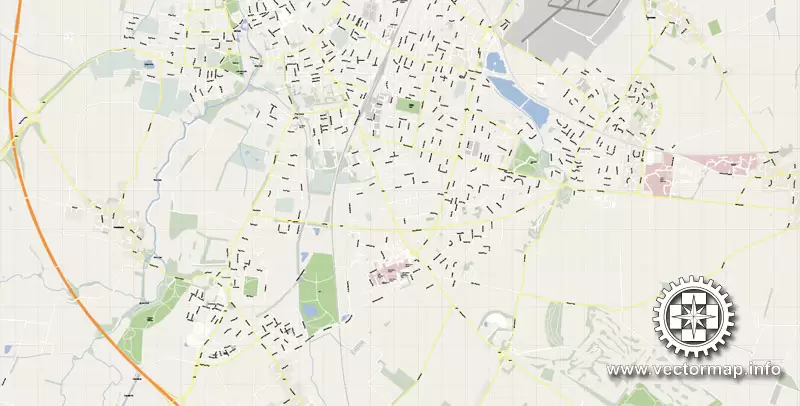 Vector map Cambridge, England, UK Great Britain, printable vector street map V.3 SIMPLE, full editable, Adobe Illustrator