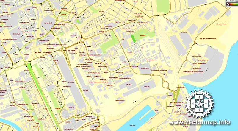 Vector Map Cardiff + Newport, Wales, UK, printable vector City Plan map, full editable, Adobe Illustrator, full vector, scalable, editable, text format street names, 12 mb ZIP