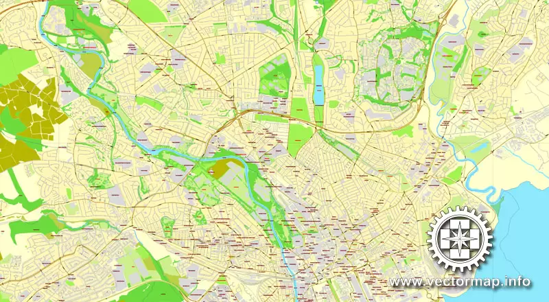 Vector Map Cardiff + Newport, Wales, UK, printable vector City Plan map, full editable, Adobe Illustrator, full vector, scalable, editable, text format street names, 12 mb ZIP