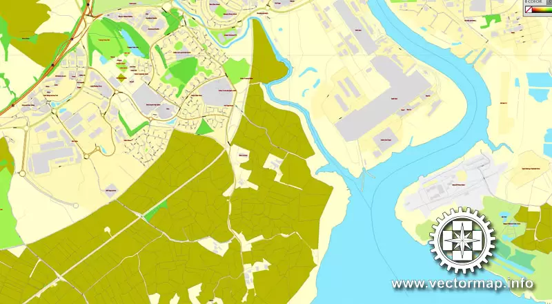 Vector Map Cardiff + Newport, Wales, UK, printable vector City Plan map, full editable, Adobe Illustrator, full vector, scalable, editable, text format street names, 12 mb ZIP