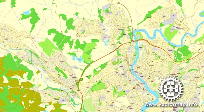 Vector Map Cardiff + Newport, Wales, UK, printable vector City Plan map, full editable, Adobe Illustrator, full vector, scalable, editable, text format street names, 12 mb ZIP