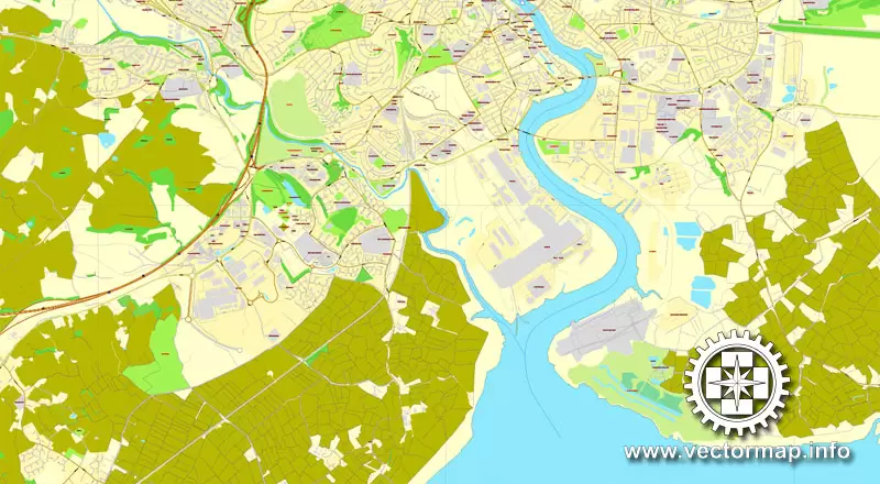 Vector Map Cardiff + Newport, Wales, UK, printable vector City Plan map, full editable, Adobe Illustrator, full vector, scalable, editable, text format street names, 12 mb ZIP