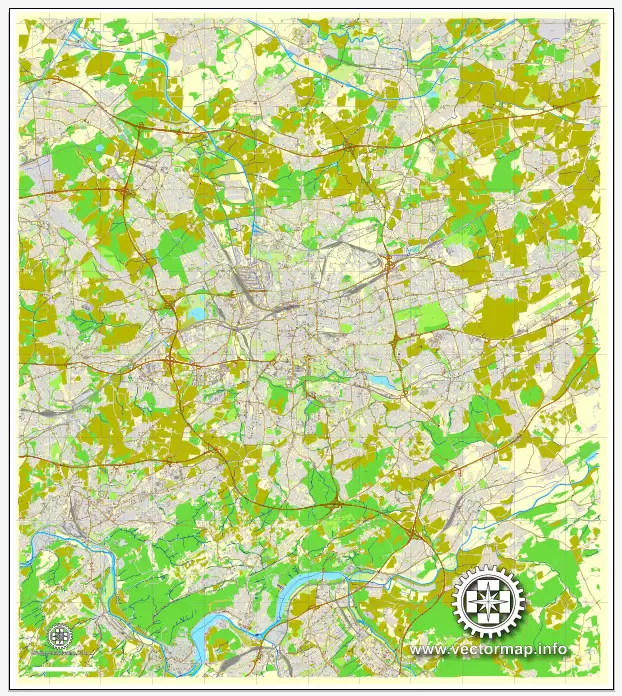 Vector Map Dortmund, Germany, printable vector map, full editable, Adobe Illustrator, City Plan Map, full vector, scalable, editable, text format street names, 34,3 mb ZIP